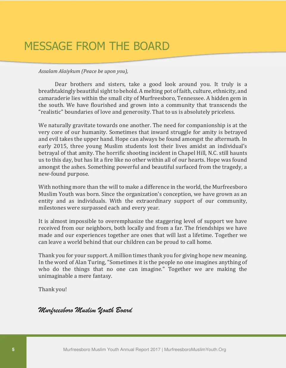 Page 5 of the 2017 annual report